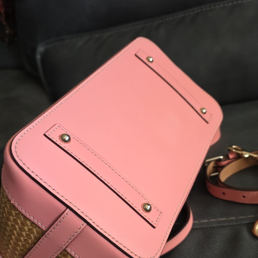 Dooney & Bourke Pink and Tan Woven Satchel Set - Picture 9 of 16